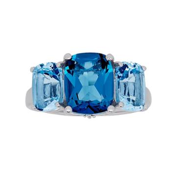 David Tutera Sterling Silver Simulated Blue Topaz 3 Stone Ring, Women's, Size: 7