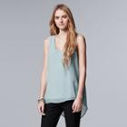 Women's Simply Vera Vera Wang Split Back Mixed-media Tank, Size: Medium, Grey