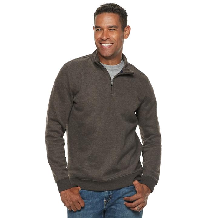 Men's Croft & Barrow&reg; Classic-fit Quarter-zip Fleece Pullover, Size: Medium, Dark Brown