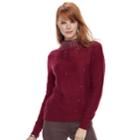 Women's Juicy Couture Bedazzled Funnel Neck Sweater, Size: Small, Red