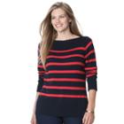 Plus Size Chaps Striped Boatneck Sweater, Women's, Size: 2xl, Blue (navy)