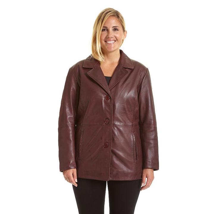 Plus Size Excelled Leather Jacket, Women's, Size: 1xl, Dark Red
