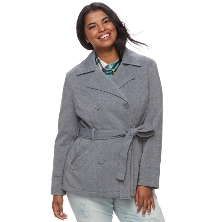 Juniors' Plus Size J-2 Double Breasted Coat, Teens, Size: 3xl, Light Grey