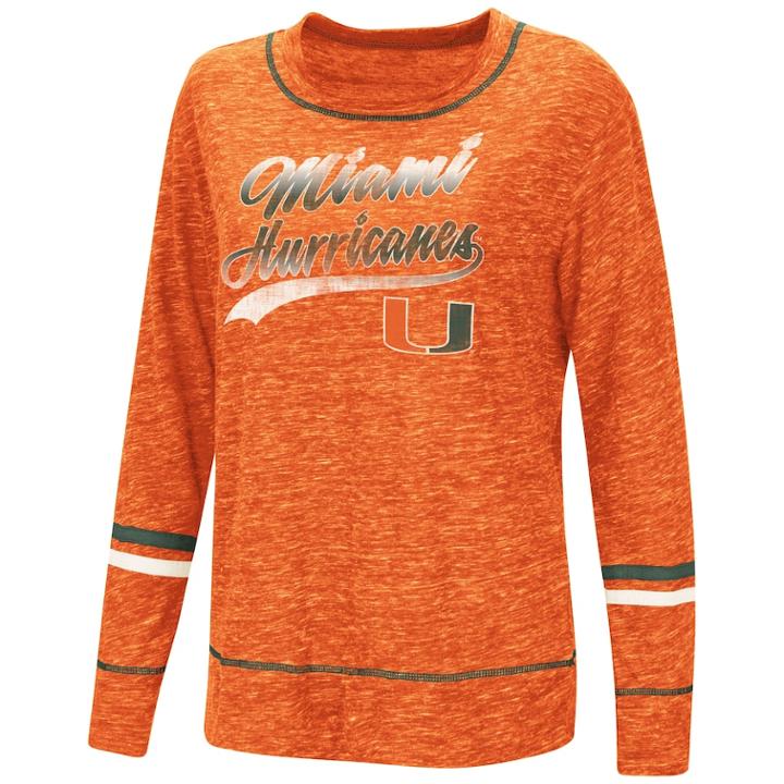 Women's Miami Hurricanes Giant Dreams Tee, Size: Medium, Drk Orange