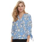Women's Apt. 9&reg; Knot Sleeve Blouse, Size: Large, Light Blue