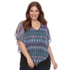 Plus Size Ab Studio Ikat Chiffon Popover Top, Women's, Size: 1xl, Ovrfl Oth