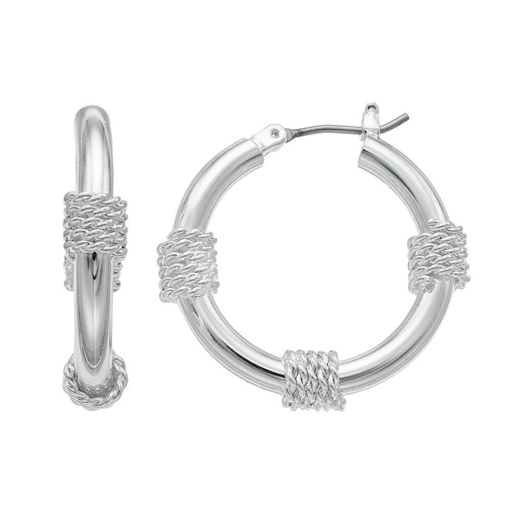 Napier Wrapped Hoop Earrings, Women's, Silver