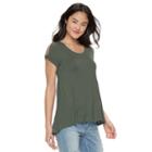 Juniors' So&reg; Twist Cold Shoulder Tee, Girl's, Size: Small, Med Green
