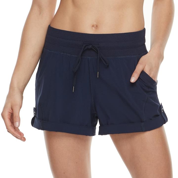 Women's Tek Gear&reg; Roll-tab Woven Shorts, Size: Medium, Dark Blue