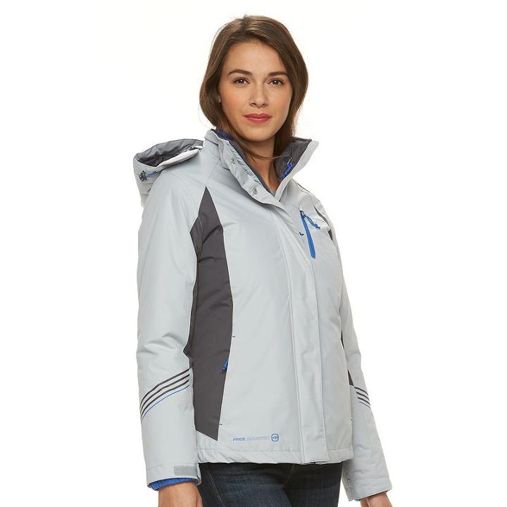 Women's Free Country Colorblock 3-in-1 Systems Jacket, Size: Medium, Silver