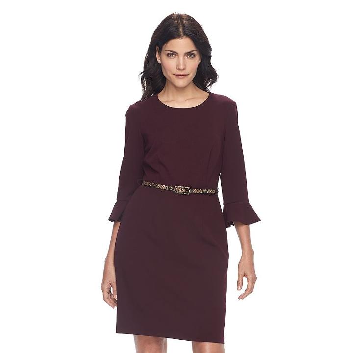 Women's Apt. 9&reg; Ruffle Sheath Dress, Size: 10, Purple