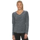 Women's Tek Gear&reg; Microfleece V-neck Sweatshirt, Size: Small, Dark Grey
