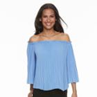 Women's Apt. 9&reg; Off-the-shoulder Pleated Top, Size: Xl, Blue (navy)