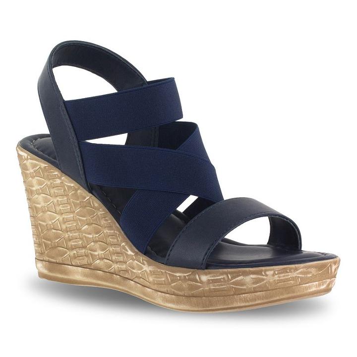 Tuscany By Easy Street Felisa Women's Wedge Sandals, Size: 8.5 Ww, Blue (navy)
