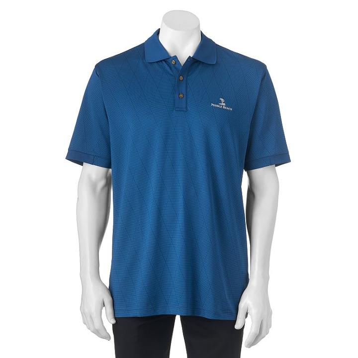 Men's Pebble Beach Classic-fit Striped Jacquard Performance Golf Polo, Size: Small, Blue (navy)