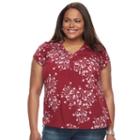 Plus Size Croft & Barrow&reg; Printed Woven Top, Women's, Size: 2xl, Dark Red