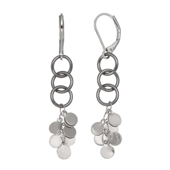 Simply Vera Vera Wang Two Tone Shaky Disc Cluster Nickel Free Drop Earrings, Women's, Silver