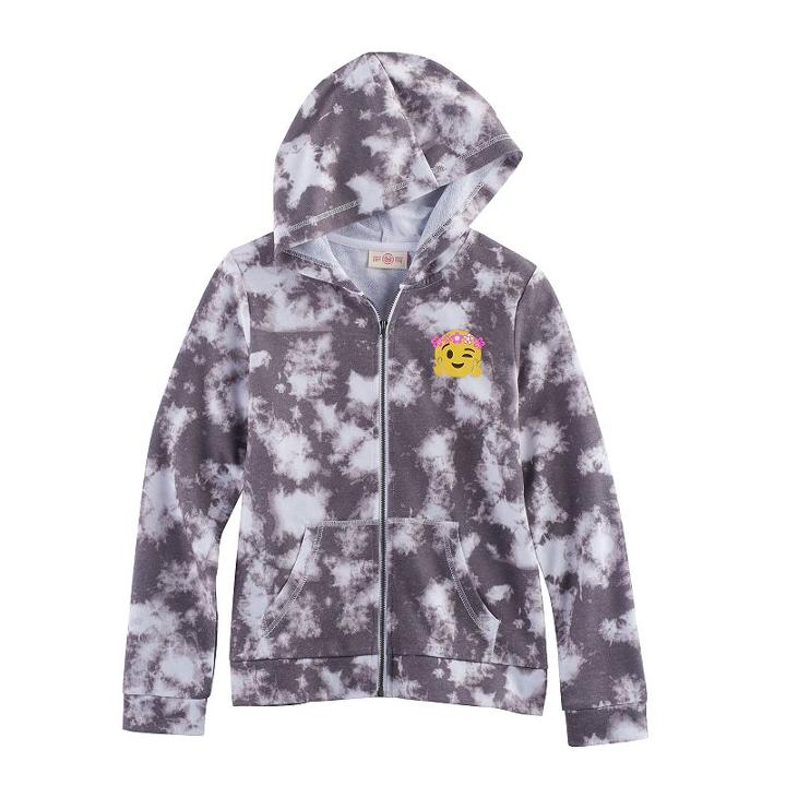 Girls 7-16 So&reg; Zip-up Graphic Hoodie, Size: 16, Grey (charcoal)