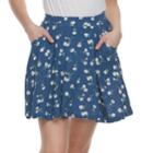Juniors' So&reg; Floral Skater Skirt, Teens, Size: Xs, Blue