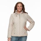 Plus Size Weathercast Solid Quilted Jacket, Women's, Size: 3xl, Beig/green (beig/khaki)