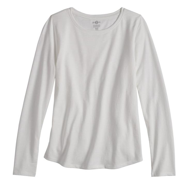 Girls 7-16 & Plus Size So&reg; Long Sleeve Core Tee, Size: 14, White