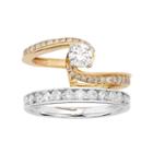 Two Tone 14k Gold 1 Carat T.w. Igl Certified Diamond Interlocking Engagement Ring Set, Women's, Size: 7, White