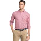 Men's Izod Essential Regular-fit Windowpane Button-down Shirt, Size: Medium, Med Red