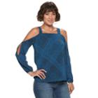Women's Juicy Couture Georgette Cold Shoulder Top, Size: Small, Dark Teal