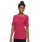 Women's Croft & Barrow&reg; Rolled Button-tab Top, Size: Xxl, Dark Pink