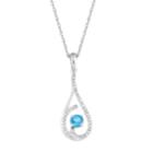 10k White Gold Swiss Blue Topaz & 1/8 Carat T.w. Diamond Teardrop Pendant Necklace, Women's