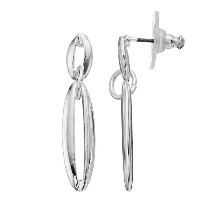 Dana Buchman Double-oval Drop Earrings, Women's, Silver