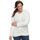 Plus Size Croft & Barrow&reg; Essential Cardigan Sweater, Women's, Size: 1xl, White