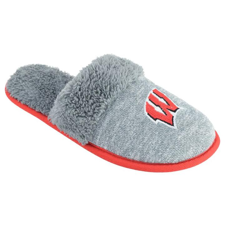 Women's Wisconsin Badgers Sherpa-lined Clog Slippers, Size: Small, Grey