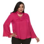 Plus Size Jennifer Lopez Choker Lace-up Tee, Women's, Size: 3xl, Med Pink