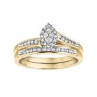 Cherish Always Diamond Bypass Engagement Ring Set In 10k Gold (1/5 Carat T.w.), Women's, Size: 6.50, White
