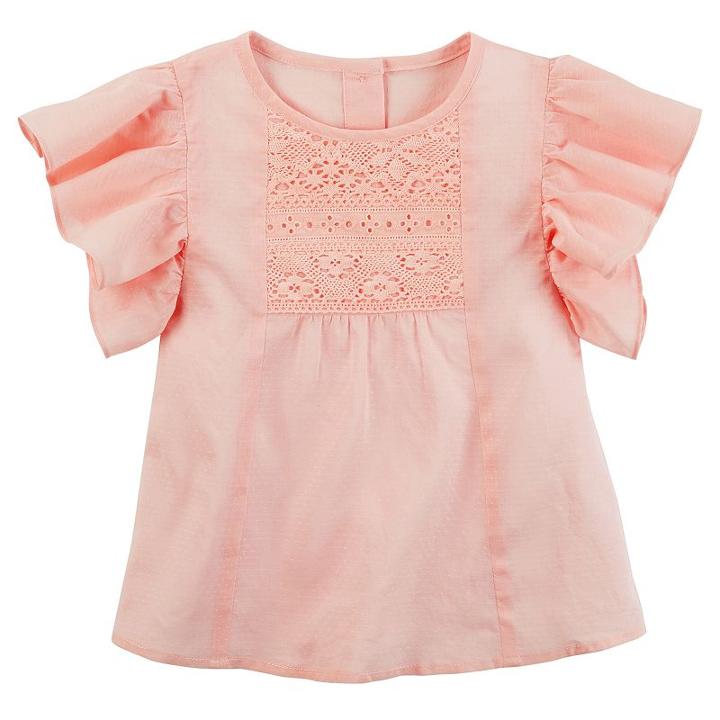Girls 4-8 Carter's Flutter Lace Tee, Size: 5, Pink