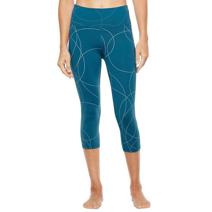 Women's Shape Active Pirouette Capri Workout Leggings, Size: Large, Green Oth