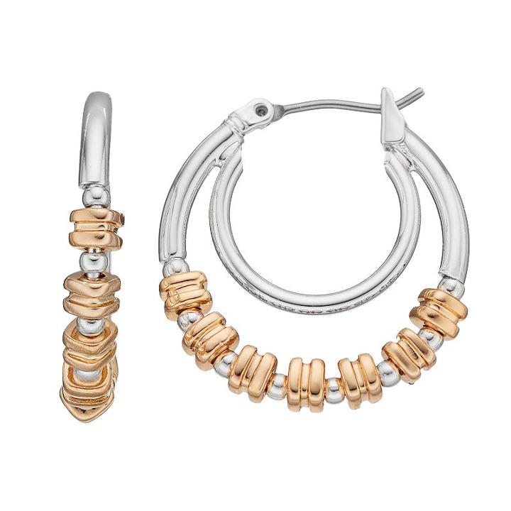 Napier Two Tone Double Hoop Earrings, Women's, Multicolor