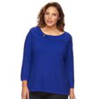 Plus Size Napa Valley Textured Marilyn Sweater, Women's, Size: 3xl, Brt Blue