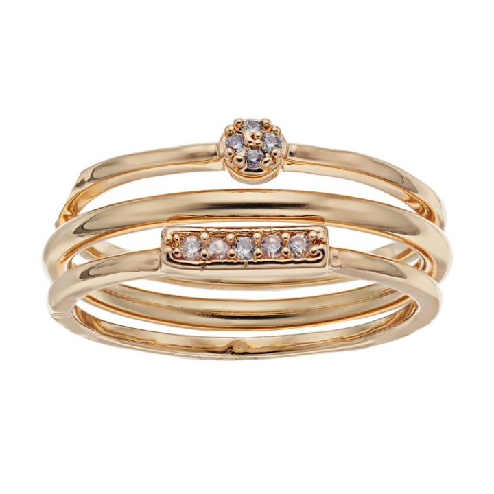 Lc Lauren Conrad Cubic Zirconia Ring Set, Women's, Size: 7, Gold
