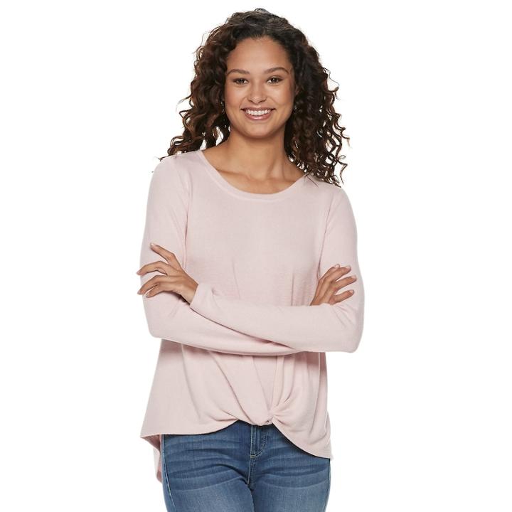 Juniors' So&reg; Twist Front Hatchi Cozy Top, Teens, Size: Medium, Brt Pink