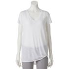 Juniors' So&reg; Knot Front V-neck Active Tee, Girl's, Size: Large, White