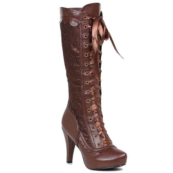 Adult Steampunk Lace-up Costume Boots, Size: 9, Brown
