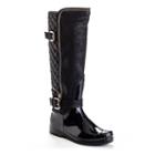 Henry Ferrera J Women's Water-resistant Zipper Rain Boots, Size: 6, Black