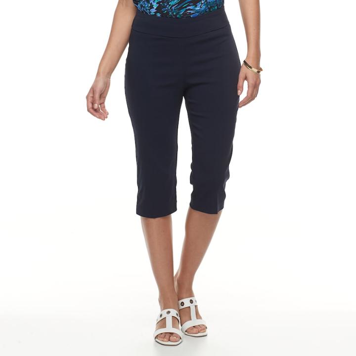 Women's Dana Buchman 17-in. Solid Pull-on Capris, Size: Xs, Blue (navy)