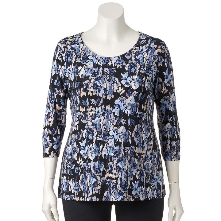 Plus Size Croft & Barrow® Jacquard Wave Tee, Women's, Size: 1xl, Med Blue