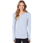 Women's Cuddl Duds Softwear Stretch Henley, Size: Small, Med Blue