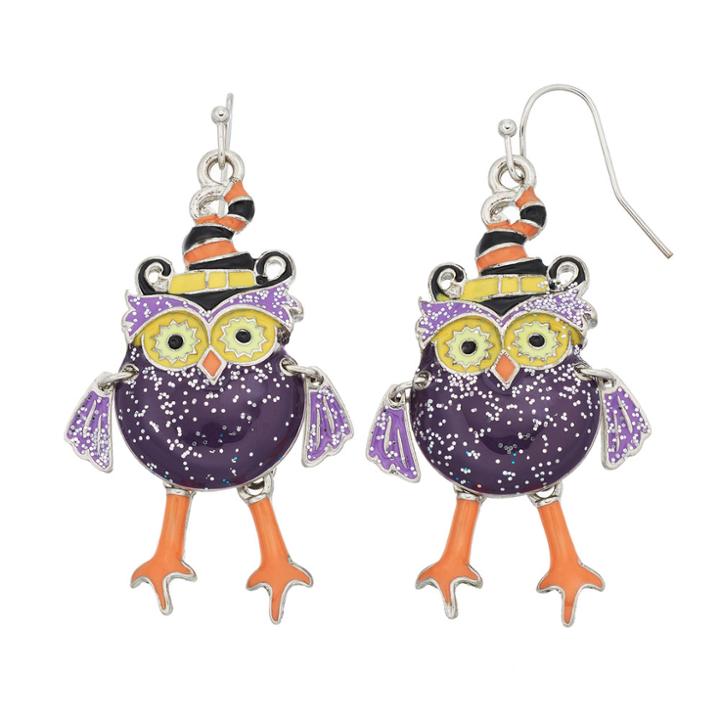 Halloween Owl Drop Earrings, Women's, Multi