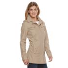 Women's Weathercast Hooded Bonded Rain Jacket, Size: Medium, Beig/green (beig/khaki)