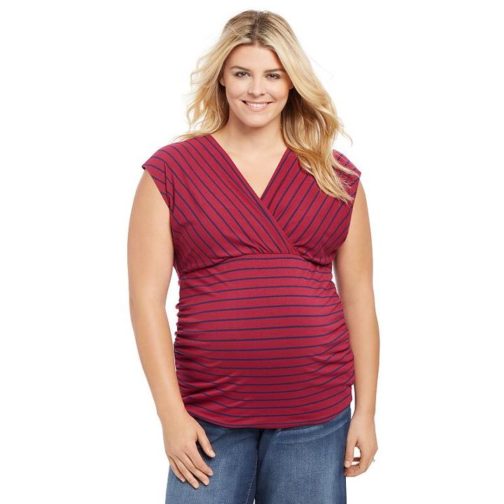 Plus Size Maternity Oh Baby By Motherhood&trade; Ruched Surplice Top, Women's, Size: 1xl, Ovrfl Oth